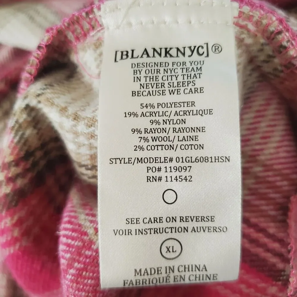 BLANKNYC Shacket Women Size XL Pink Brown Plaid Flannel Snap Buttons New - Picture 12 of 13